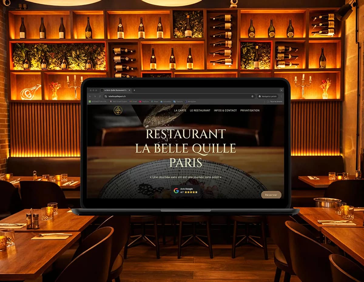 Projet La Belle Quille - Accueil Aperçu du projet de refonte web premium pour le restaurant La Belle Quille.